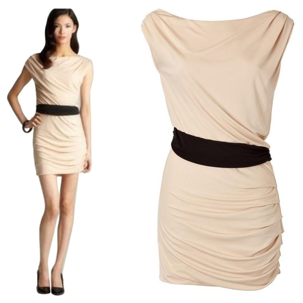 Halston Heritage Pink Black Shift Dress Large NEW